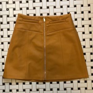 Mustard Bershka vegan leather skirt